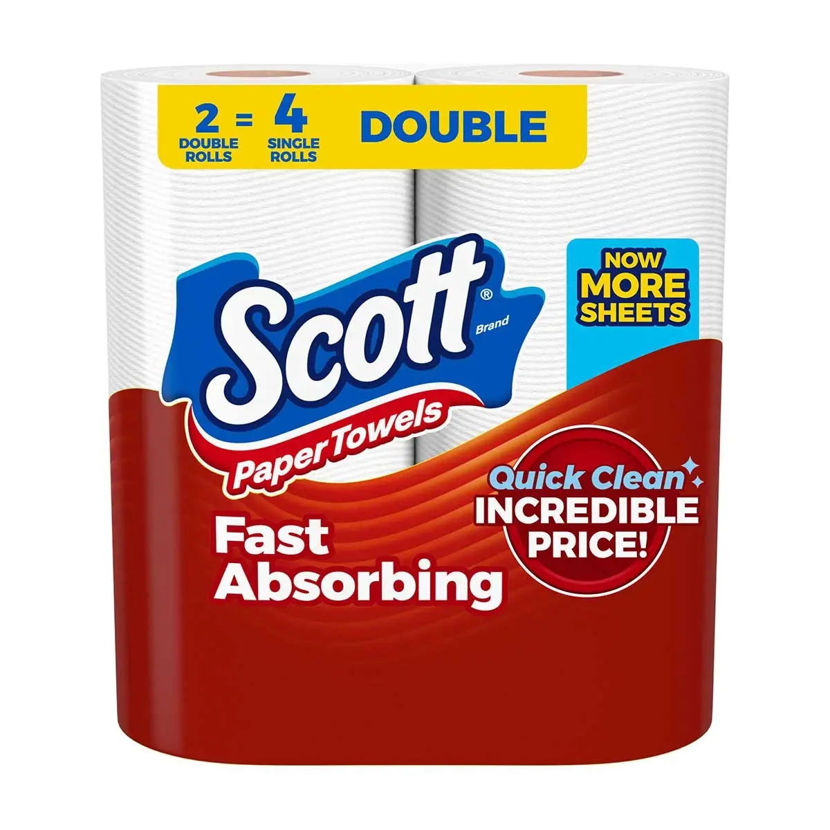 Scott KCC56666 Ultra Strength Non-Toxic Multi-Purpose Deep Cleaning Single-Use Choose-A-Sheet Kitchen Rolls & Wipes, 2 Double Packs - 108 sheets/roll, Ultra Strength Kitchen Rolls & Wipes