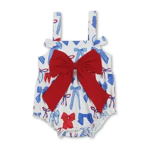 July of 4th bow Print Girls baby Romper July of 4th bow Print Girls baby Romper