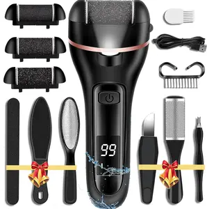 Callus Remover for Feet Electric Foot File, 13-in-1 Professional Pedicure Tools Foot Care Kit, Foot Scrubber Pedi for Hard Cracked Dry Dead Skin, 3 Rollers, 2 Speed, Battery Display (Black)
