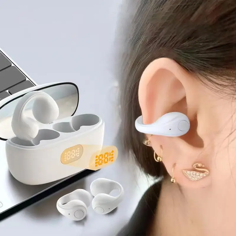 Clip-on Wireless Earphone, In-ear Design Smart Touch Control Headphones, Low Latency Stereo Sound Earbuds for Sports & Gaming