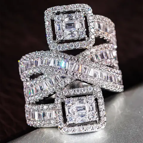 Women's Artificial Zircon Ring, Wedding Engagement Anniversary Party Accessory Wedding Engagement Jewelry Gift Box Included, Jewellery, Copper Chain Casual Style All Seasons, Cubic Zirconia Rings, Beautiful Rings