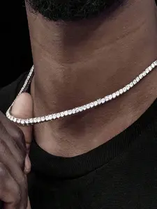 1pc Diamond Tennis Necklace, Unisex, Thick Bottom Edge Anti-Deformation, Suitable For Men & Women, Tennis & Cuban Link Chain, Cuban Link Design, 18-24 Inches, Gift For Valentine's Day, Father's Day, Holidays, Party, Jazz Cuban Chain