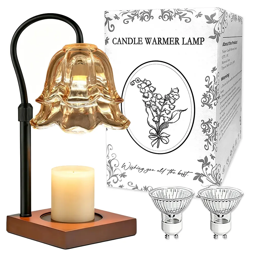 Electric Scent Warmer Lamp, Convallaria Flower Light, Adjustable Height & Timing Control, 2 Bulbs Inside, Smokeless Fragrance Lamp for Apartment Desktop Decor