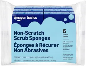 6-Pack Non-Scratch Dual-Sided Kitchen Cleaning Sponges, Dish Scrubber for Nonstick Pots and Pans, All-Purpose Cleaning Tool (Packaging May Vary) Cleaning Kitchen