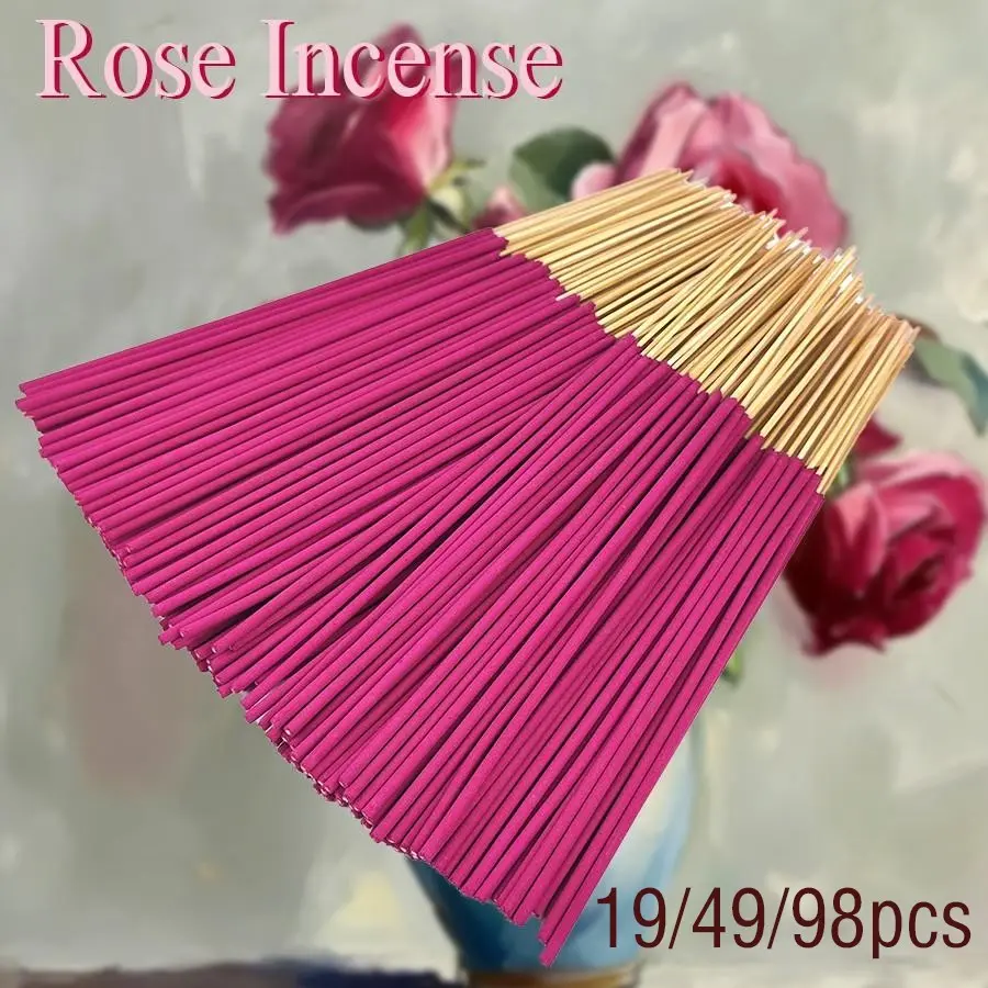 Rose Scented Incense Sticks, Natural Fragrance, Calming Aroma, Long-Lasting Burn, Moderate Smoke, Romantic Atmosphere, 22cm Standard Length