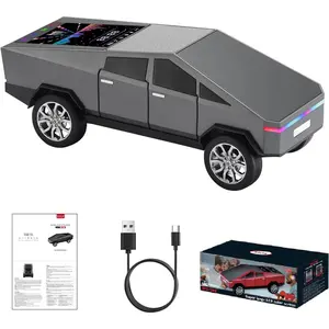 WS-580 Cybertruck Portable  Speaker, Replica  with Display Screen,  Sound, TWS Pairing, FM Radio, Built-in Mic, Remote Selfie Control, LED Party Light,  for  Lovers (Gray)