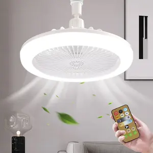 Enclosed Mini Ceiling Fan with Light 9.8 Inch Dimmable Bulb Remote Control Low Profile Fan for Garage Tool Room and Store Room