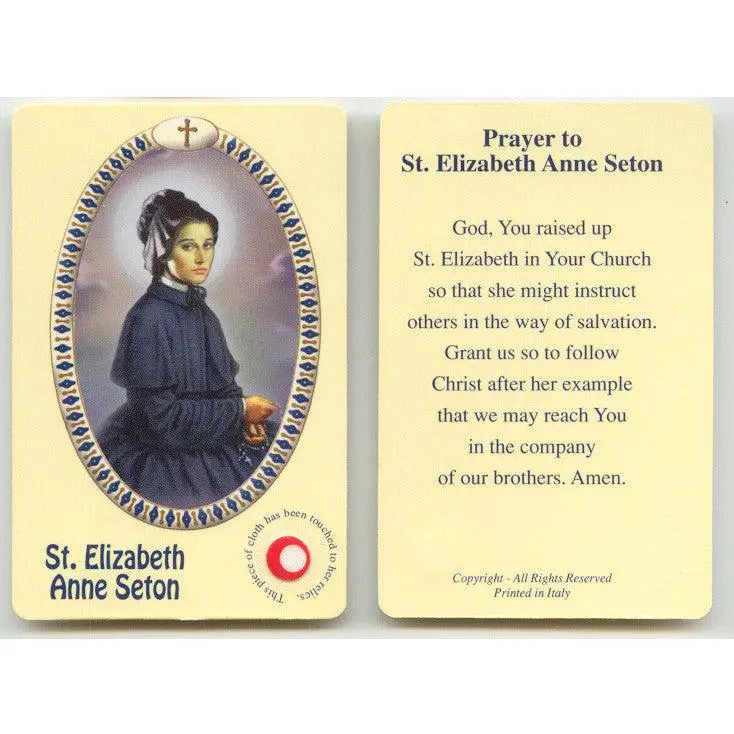 St. Elizabeth Ann Seton Relic Prayer Card – A Tribute to Faith and Service