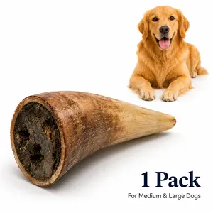 Natural Cow Horn Dog Chew, Long-Lasting Rawhide-Free Chew for Medium & Large Dogs, Single Ingredient Chew to Keep Dogs Busy