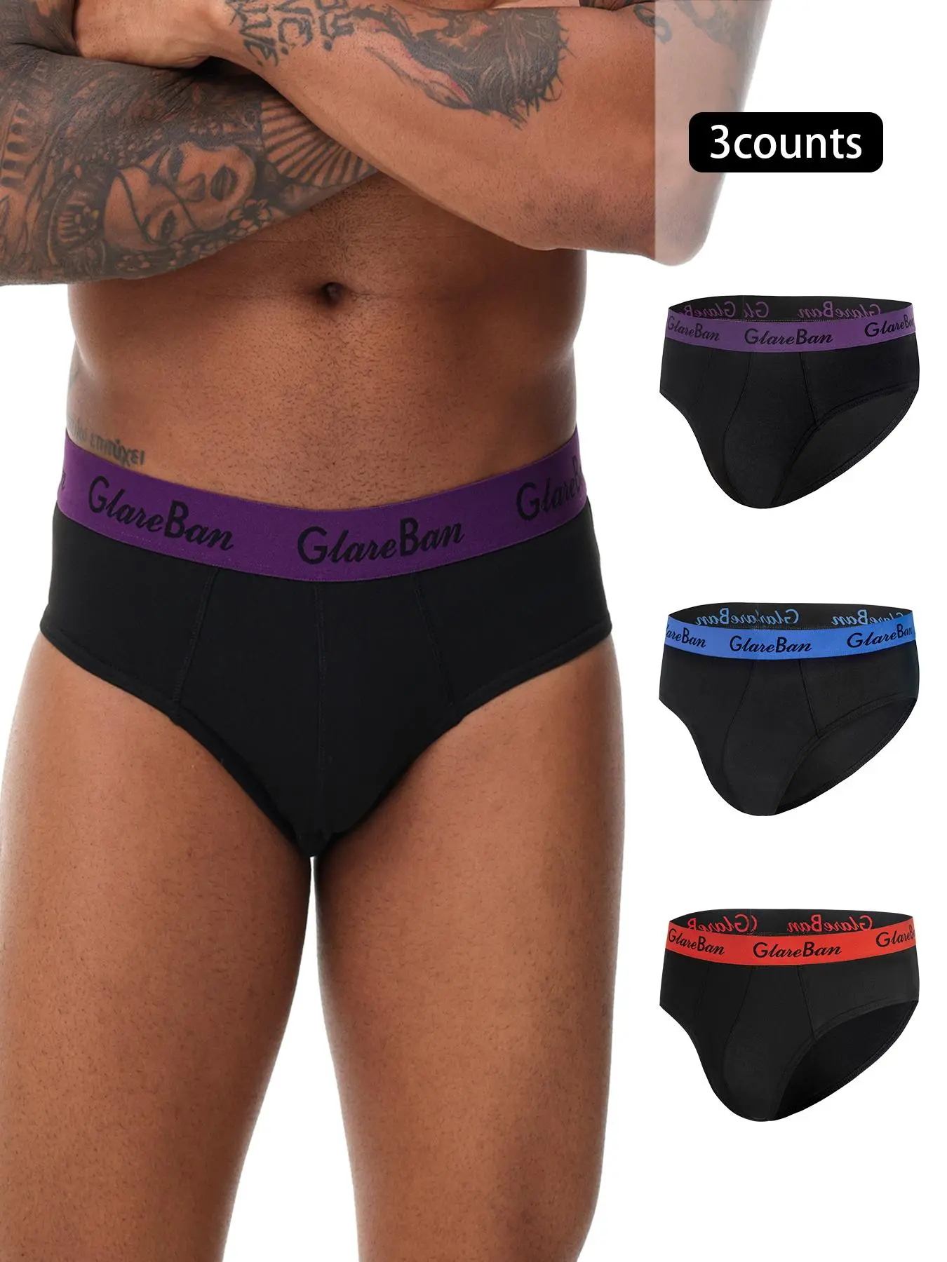3pcs Pack Briefs Men's Sexy Underwear for Men Sport Athletic Underwear Quick Drying Breathable Panties Confortable Underpants Male Fit Soft Boxer Shorts Box Slips Breathable Elastic Underwear