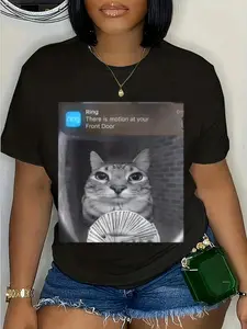 100% Cotton Ring Cat with Motion Meme T-Shirt