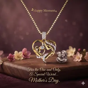 DiamondCelebritees MOM'S Embrace Yellow Lovely Pendant @ Mother's Day Silver 0.85ct Cubic Zirconia