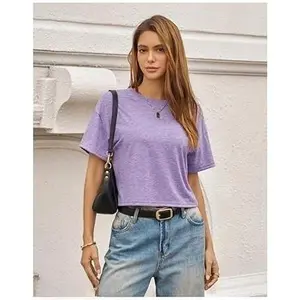 Women's 2-Piece Basic Fitted Everyday T-Shirts - Lady's Comfortable Cotton Fabric Shortsleeve Tops, Casual Breathable Thin Solid Color Polyester Spandex Summer Athletic Streetwear Sports Tops,summervibes