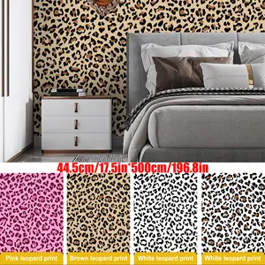 Leopard Print Self-Adhesive Decorative Wallpaper, Thick Waterproof DIY, Living Room, Multiple Colors, 17.5in X 197in, Unique Fashion Leopard Contact Paper