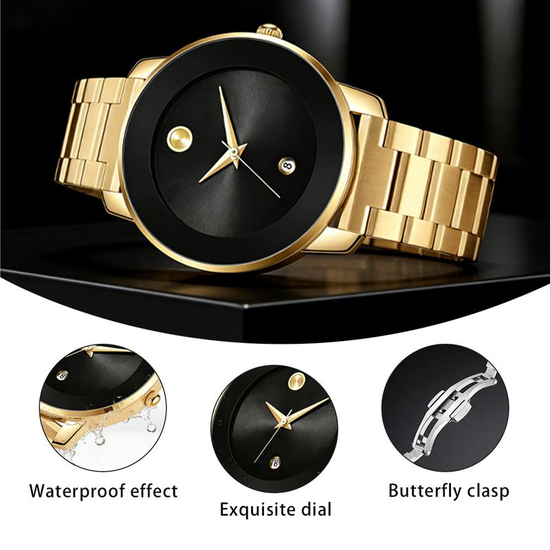 Luxury Business Quartz Watches For Ladies And Gentlemen Featuring Solid Stainless Steel Straps Calendar Function And Water Resistance With A Minimalist Design They Are Elegant And Durable Suitable For Daily Wear