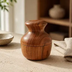 Hand Turned Cherry Wooden Lidded Box for Home, catchall bowl, jewelry or key holder, salt cellar, small storage, one of a kind
