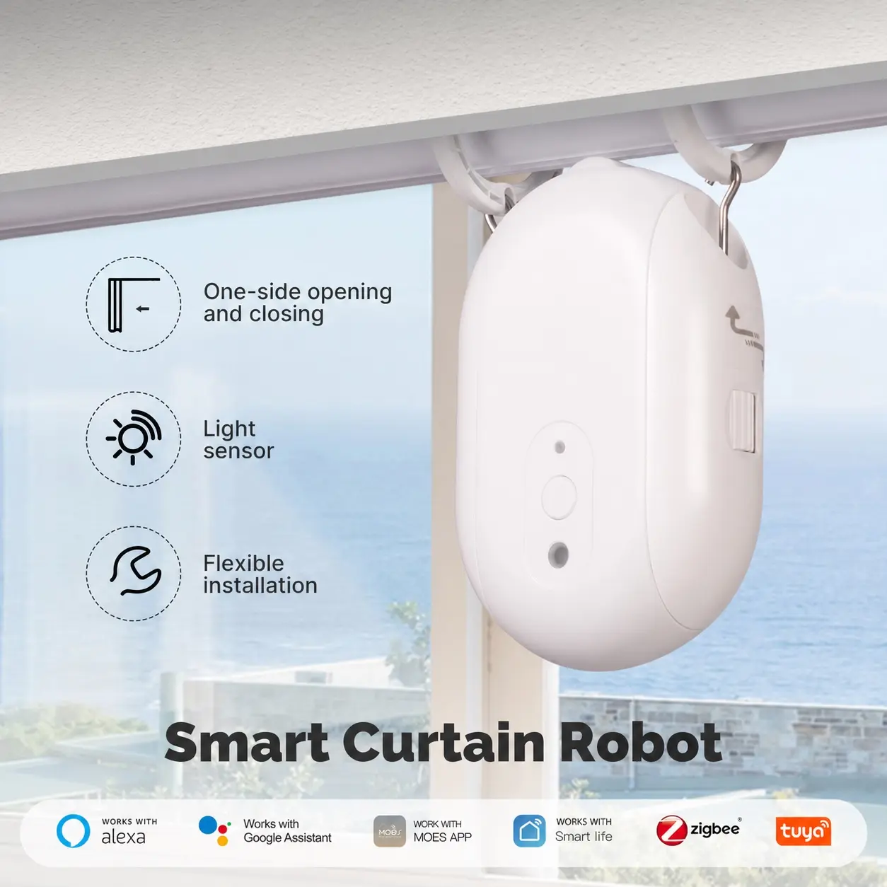 Zigbee Smart Curtain Robot, APP Remote Control Curtain Opener for Smart Home Automation