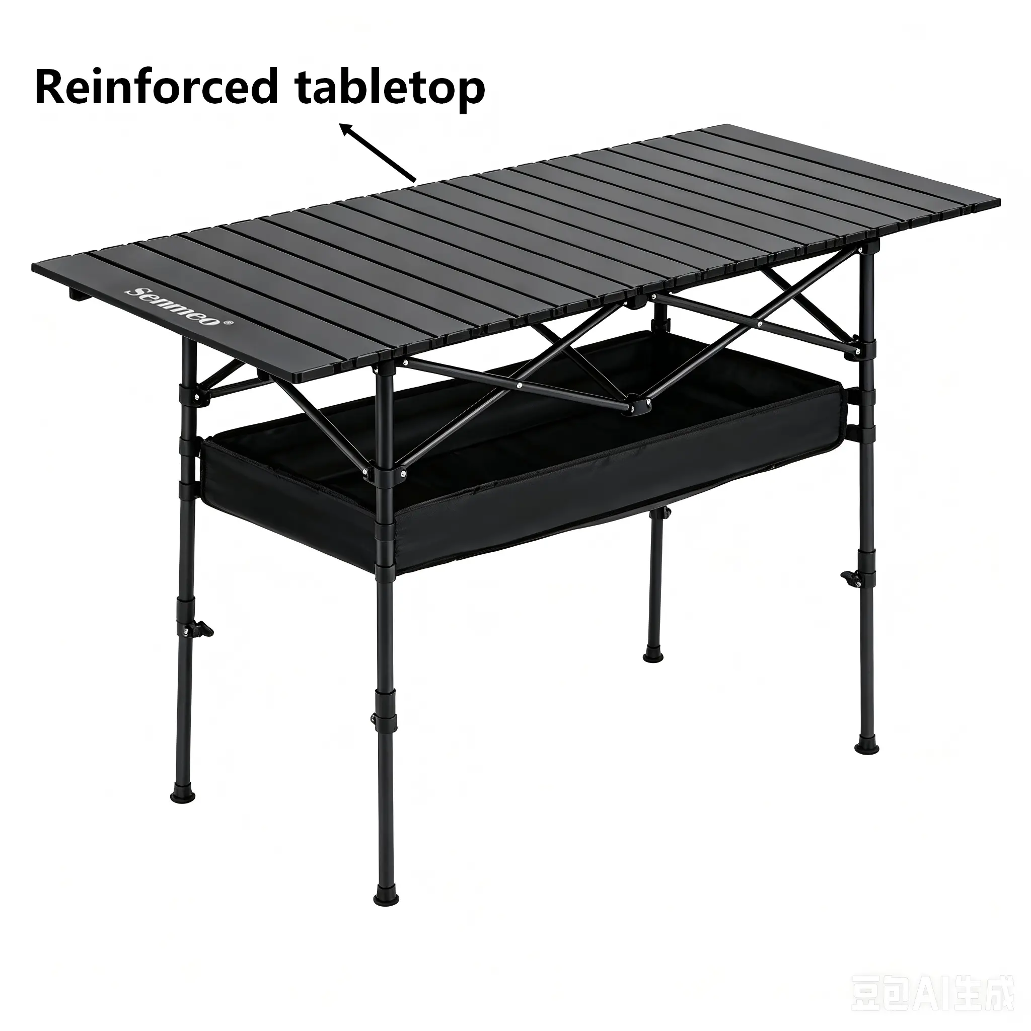 Senmeo Outdoor Picnic Table - Portable Folding with Heavy-Duty Steel Frame, Ultra-Light Compact Design, Large Storage Mesh Basket, Space Saving Furniture for Camping & Outdoor Adventures