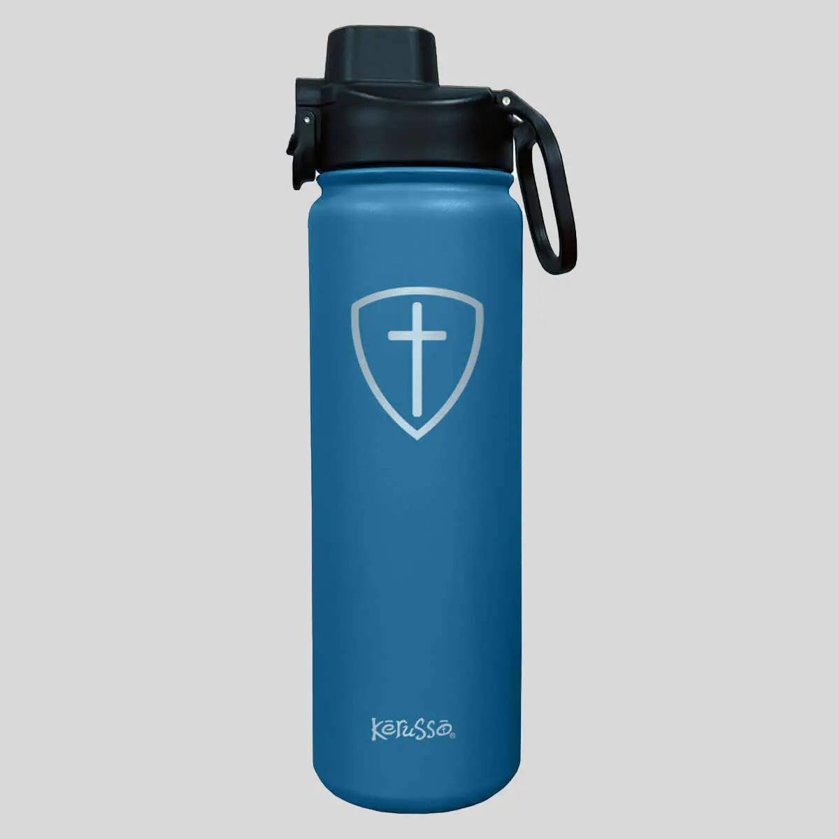 Kerusso 24 oz Stainless Steel Vacuum Flask - Leak-Proof, Plastic-Accented Cross Shield Design, Fits Backpack Side Pockets, Hand Wash Recommended