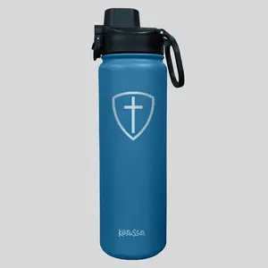 Kerusso 24 oz Stainless Steel Vacuum Flask - Leak-Proof, Plastic-Accented Cross Shield Design, Fits Backpack Side Pockets, Hand Wash Recommended