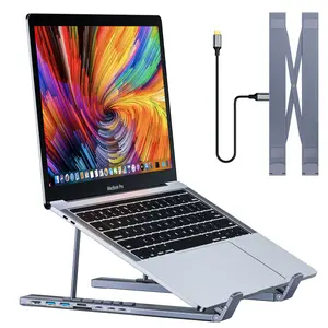 Mukiya USB C Laptop Docking Station Stand, USB C Dock Tablet Stand, 7 in 1 USB C Hub with 4K HDMI, 2 USB 3.1, PD 100W, Universal Docking Station for MacBook Pro/Air/Dell/HP/Surface/Lenovo, Plug and Play
