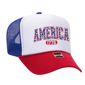 Patriotic America 1776 Snapback Trucker Hat, Memorial Day Weekend, 4th of July, Beach, Lake, Pool, River, Red White & Blue, American Flag, Beach, Vacation unisex hat