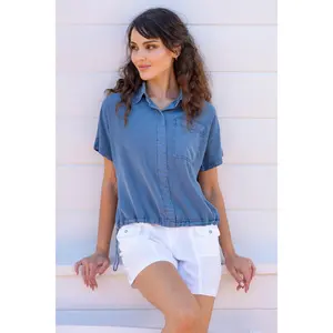 Zane Twill Snap-Up Top