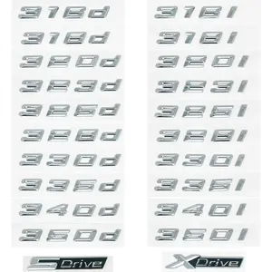 for new font number 316i 318d 320i 325i letters 328d 330i 340i GT Badge ABS 3 Series E90 E46 F30 car rear enclosure sticker