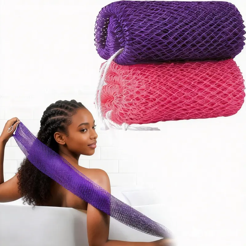 Authentic African Net Bath Sponge - Synthetic Exfoliating Cleansing Whole Body Scrubber, Single Bath & Body Care Accessory, African Net Sponges