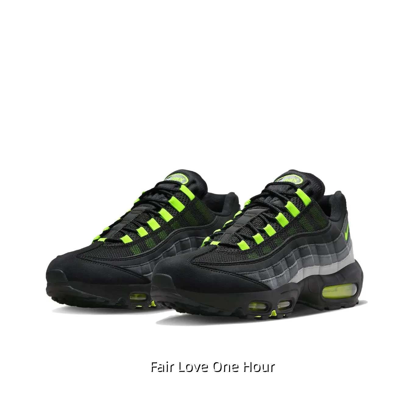 Dark Gradient Black Grey Breathable Mesh Low Top Running Sneakers Standout Neon Green Contrast Lace, Logo & Air Cushion Sole Ultra Lightweight All Season Retro Functional Urban Athletic Trainers