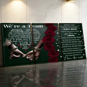 3 Counts Wooden Framed Canvas Painting, Romantic Couple Holding Hands Love Quote Images, Exquisite Poster, Perfect Gift, Decor For Living Room, Bedthroom, Modern Art, Modern Home Decoration, Fashion Family Poster, Wall Art Decoration