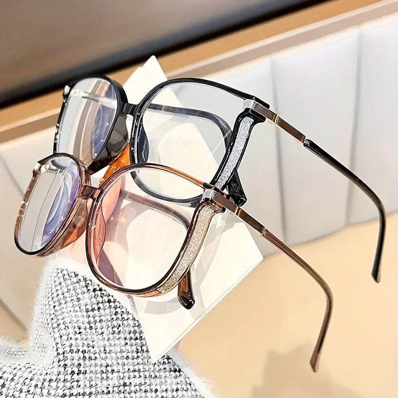 2PCS Drill Flash Irregular Reading Glasses, Cat Eye Elegant Reading Glasses - Blue Light Blocking Reading Glasses with a Preppy for Men and Women