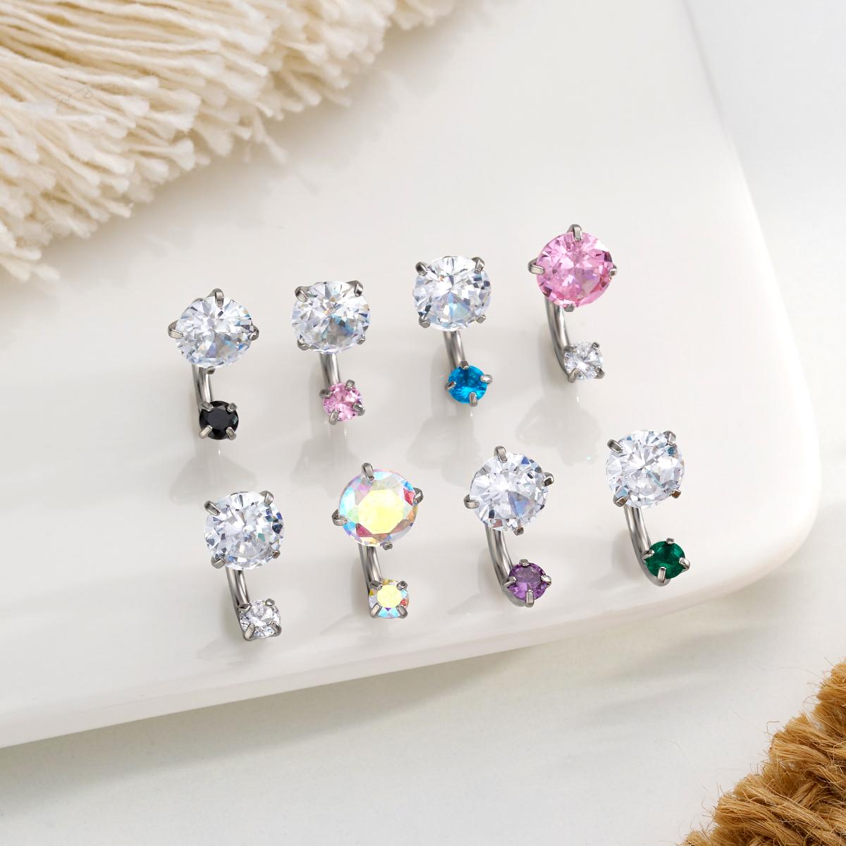 Oufer 16G Horseshoe Internally Threadless AAA+ Garde CZ Revisable Nostril Nose Cartilage Helix Lobe Piercing Ring Inner Diameter 7mm 8mm 9mm