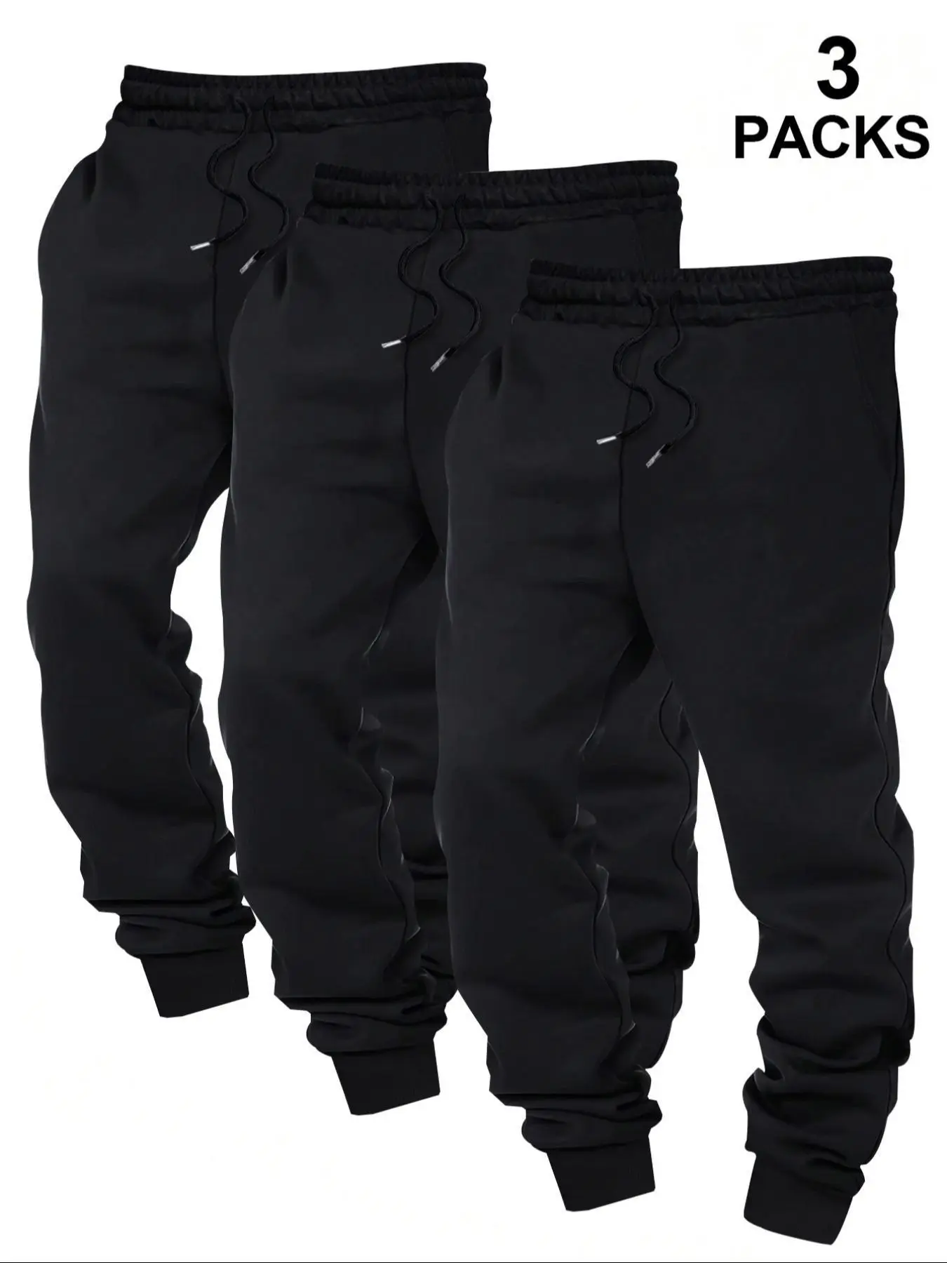 Men's 3-Piece Casual Jogger Pants Set, Jogging Pants, Perfect Drawstring Design, Soft Comfortable Running Shorts, Basic Wardrobe Essential