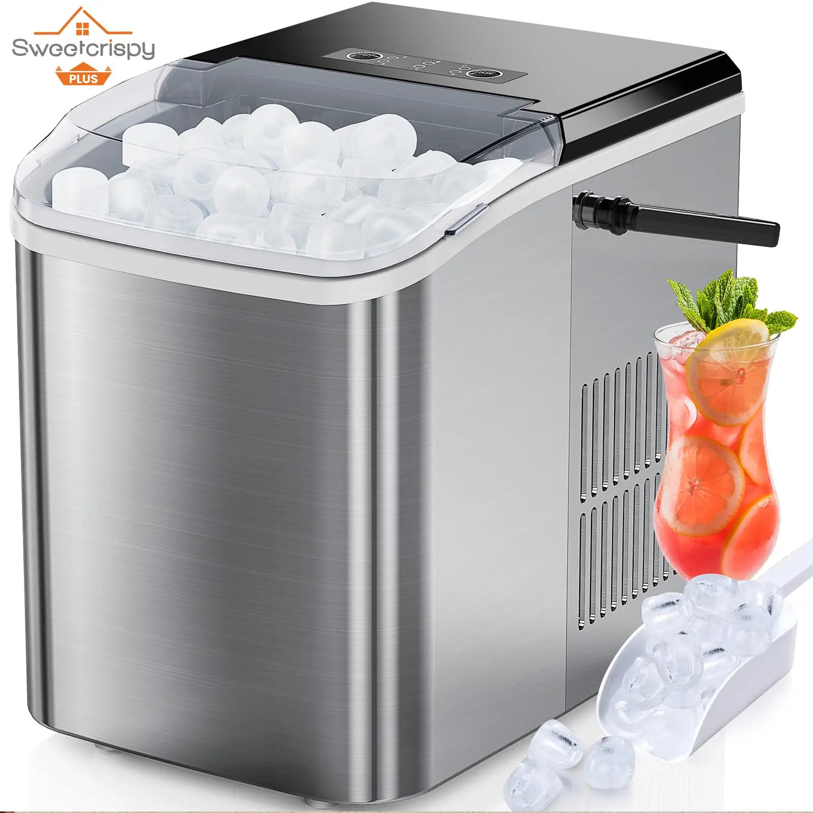 Gadgets Specialty Kitchen Utensils Countertop Ice Maker for Drinking, Portable Self-Cleaning Ice Machine with Ice Scoop, Basket and Handle