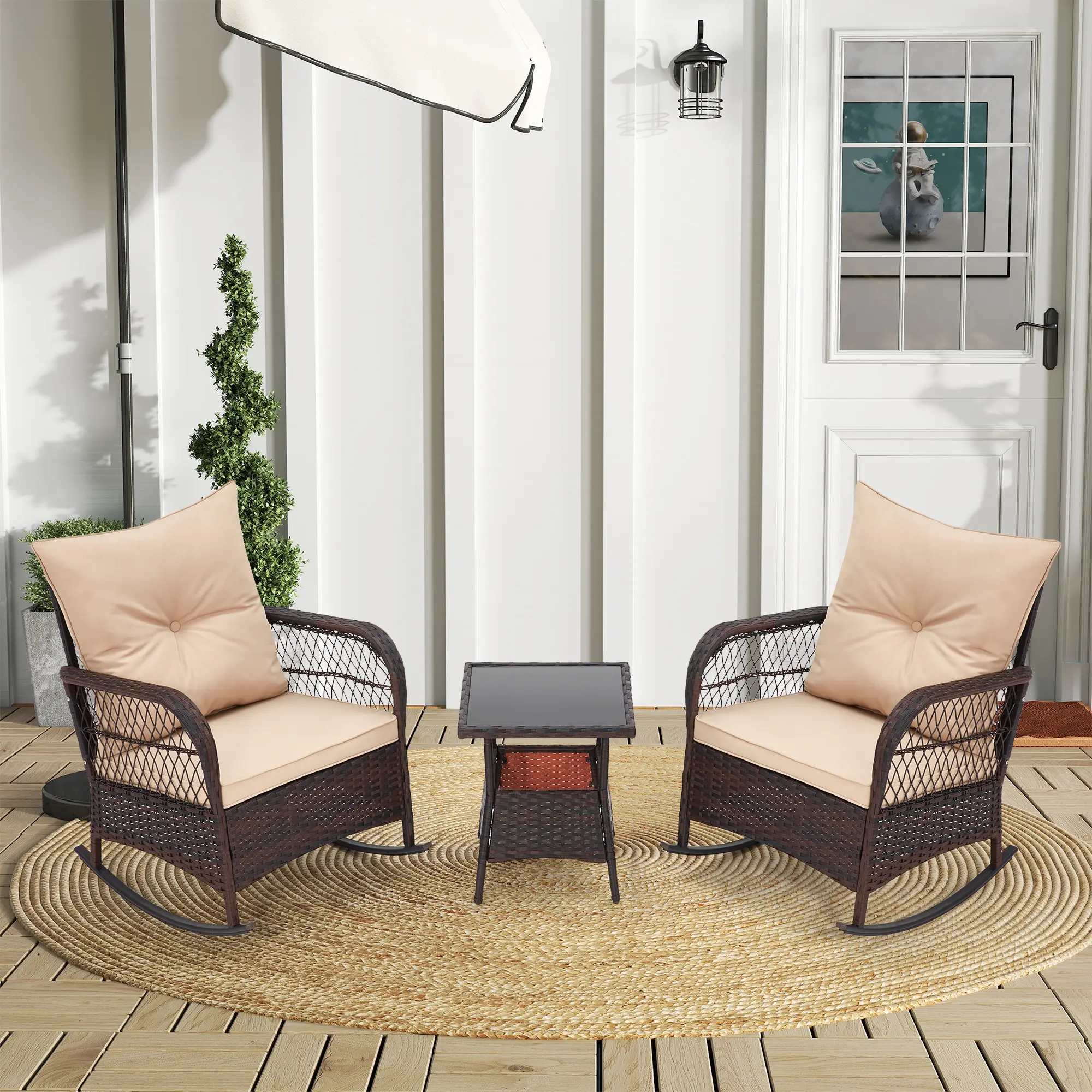 3 pcs Rocking Bistro Set（Beige）