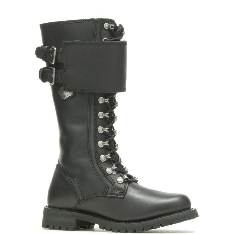 Harley-Davidson Grimes 12" Lace D87205 Womens Black Leather Motorcycle Boots