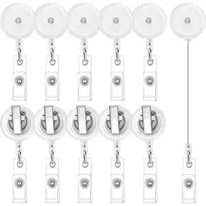 30 count Retractable Badge Reels with Swivel  Clip, Badge Reels Holder Badge Reel Clips for Nurse Teacher Office(Translucent Clear)