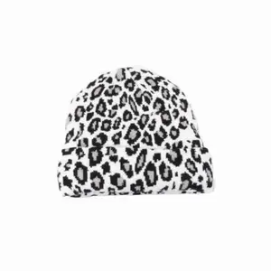 Cow Print Beanie Hats for Women Men Warm Knit Hat Animal Print Beanies Y2K Cap 2 Layers Winter Leopard Print Skull Cap