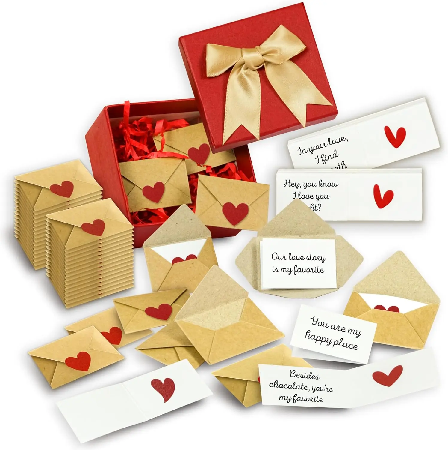 DIY Love Notes Box - Mini Blank Cards & Envelopes for Him Her - Cute Valentine’s Day Anniversary Gift