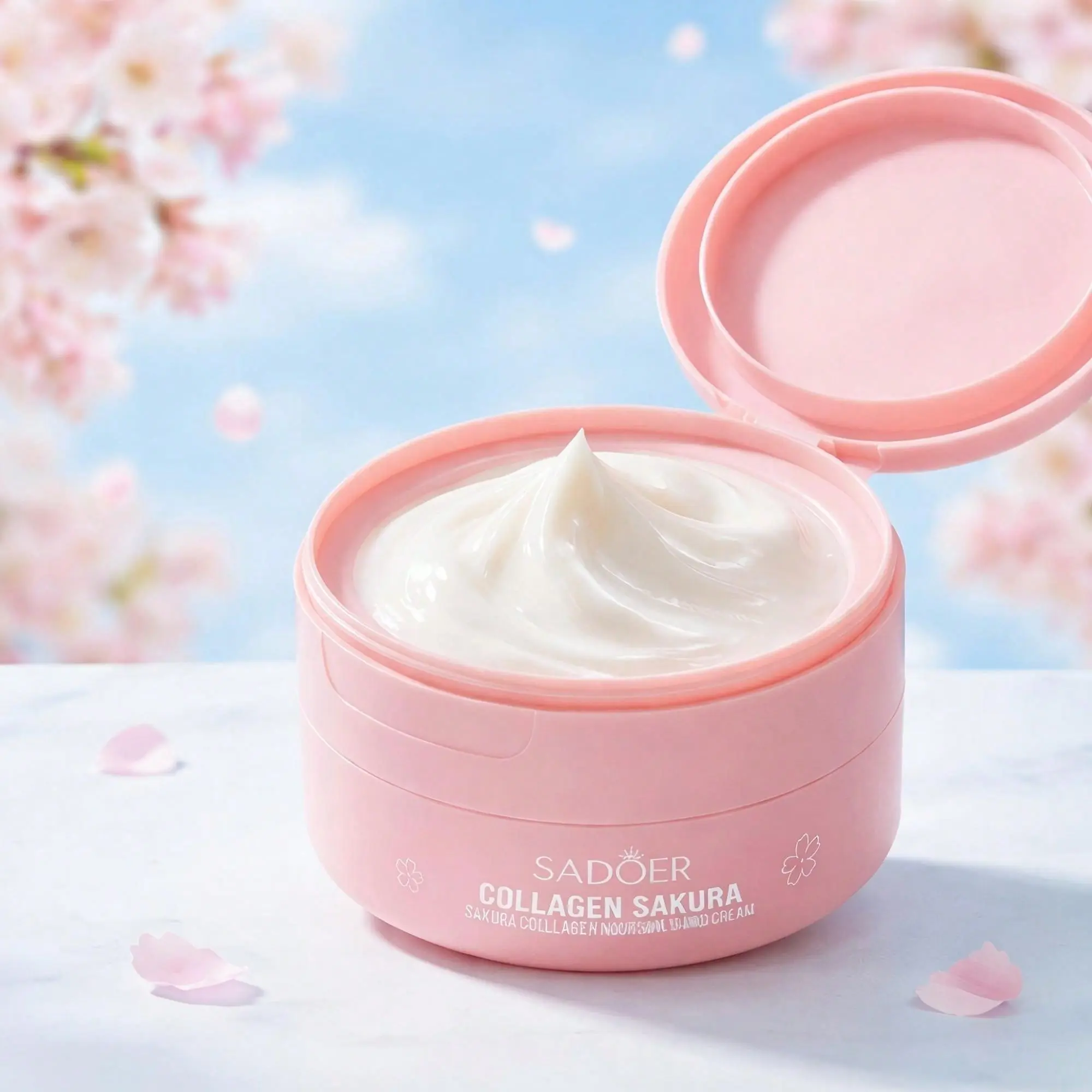 SADOER Sakura Collagen Nourishing Hand Cream 30ml, Hydrating Moisturizing Hand Care, Helps Improve Appearance Of Dry And Rough Looking Hands, Lightweight Non-Greasy Formula, Portable Daily Hand Skincare For Soft Smooth Skin
