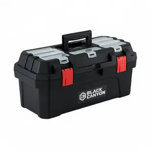 Tool Box - 19 Inch Dual-Layer, 44 lbs Load Capacity Tool Box, Ergonomic Handle, Stackable & Top-Lid, Perfect for DIY, Workshop & Job Site Organization