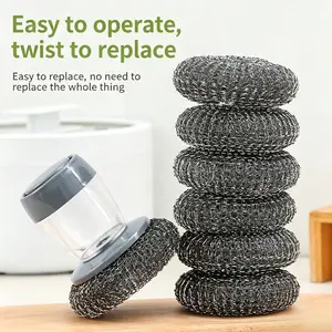 Efficient Kitchen Washing Brush, Press Style Liquid Filled Wire Cleaning Scrubber