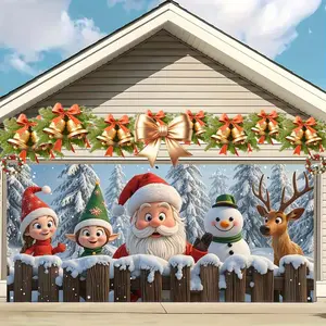 Christmas Garage Door Banner Outdoor Decoration, Large Fabric Gate Cover, Perfect for Holiday Wall Art, Photo Booths, Weddings, Parties, Party Decorations Banners