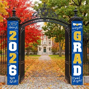 SummerVibes 70.87 x 11.81 Inch Class of 2026 Graduation Banner, Blue Silver, Blue Gold & Red Black Congrats Grad Porch Sign, Graduation Decorations 2026, Easy Setup Party Decor Must-Have