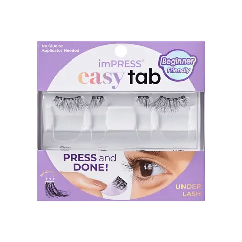 Impress Falsies easy tab Pre-Glued False Eyelashes - Black Wispy | 1 Pair of Half Lash & 2 Lash Clusters, 5mm-11mm