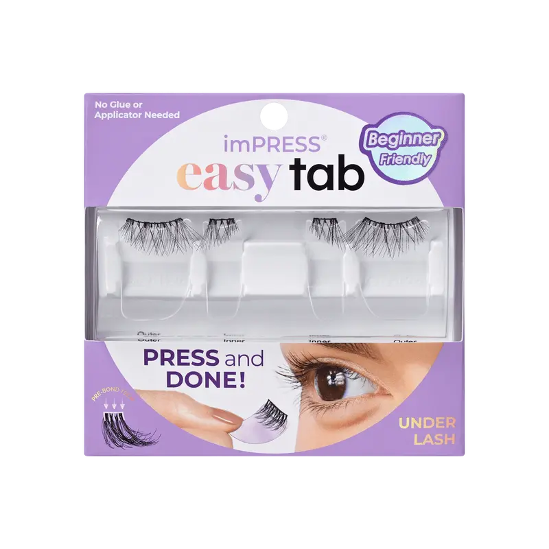 Impress Falsies easy tab Pre-Glued False Eyelashes - Black Wispy | 1 Pair of Half Lash & 2 Lash Clusters, 5mm-11mm
