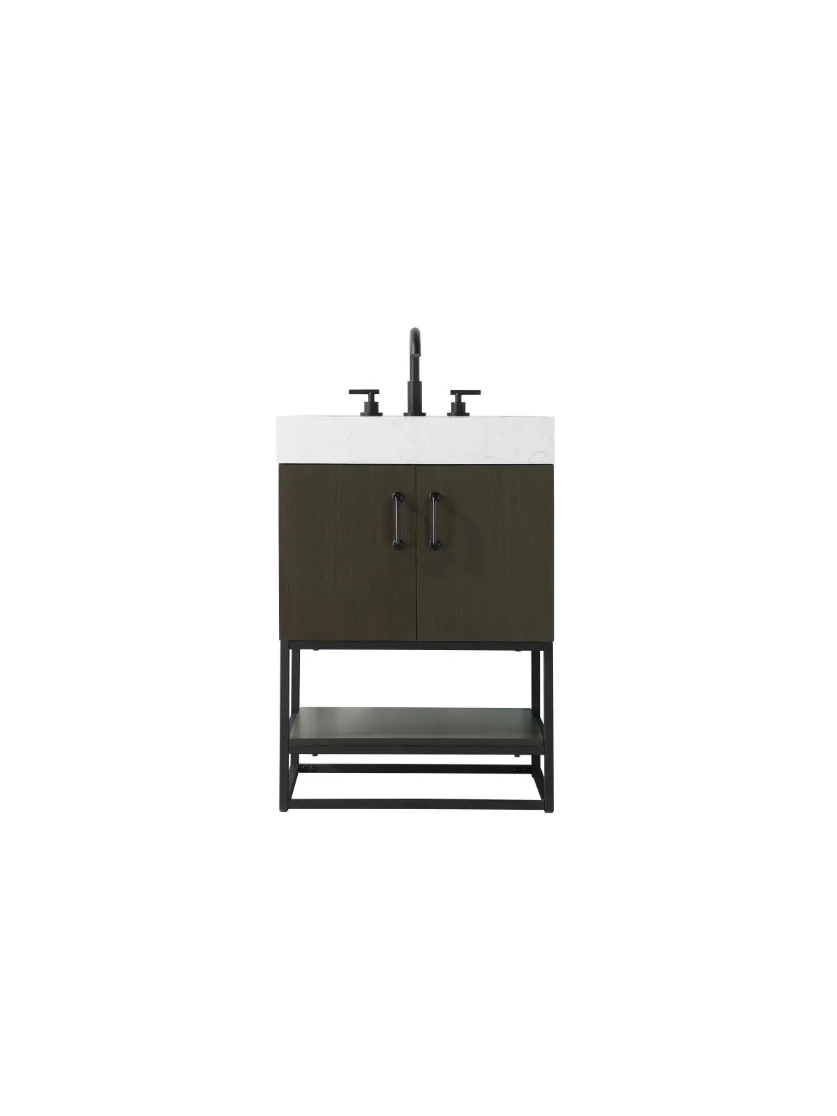 212 MAIN VF29224MMB 24" Single Solid Wood Transitional Free-Standing Bathroom Vanity, 24"x21.5"x34" Dimensions, Undermount Rectangle Sink, Widespread Faucet, Matte Black Home Improvement Bathroom Fixture Accessory