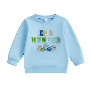 Canrulo Toddler Boys Girls Easter Outfit Baby Kids Egg Hunter Crewneck Sweatshirt Oversize Pullover Bunny Shirt Holiday Clothes