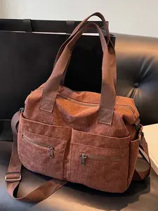 Niche Design Retro Brown Multi-pocket Fabric Shoulder Crossbody Bag, Fashionable, Practical, Casual and Versatile with Multiple Colors To Choose From, Large Capacity Suitable for Daily Outings, Short Trips, Etc., Crossbody Tote Bag